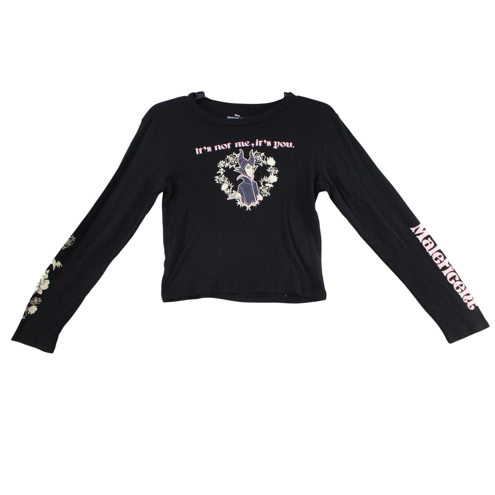 Disney Villains Maleficent Black Long Sleeve Crop Top Its Not Me Its You Medium